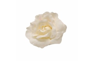 Roos van zijde met klip – wit – 11 cm – 2 stuks