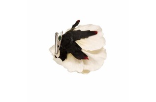 Roos van zijde met klip – wit – 11 cm – 2 stuks