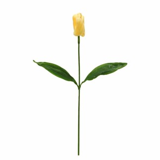 Tulp van zijde met bladeren – geel – 65 cm
