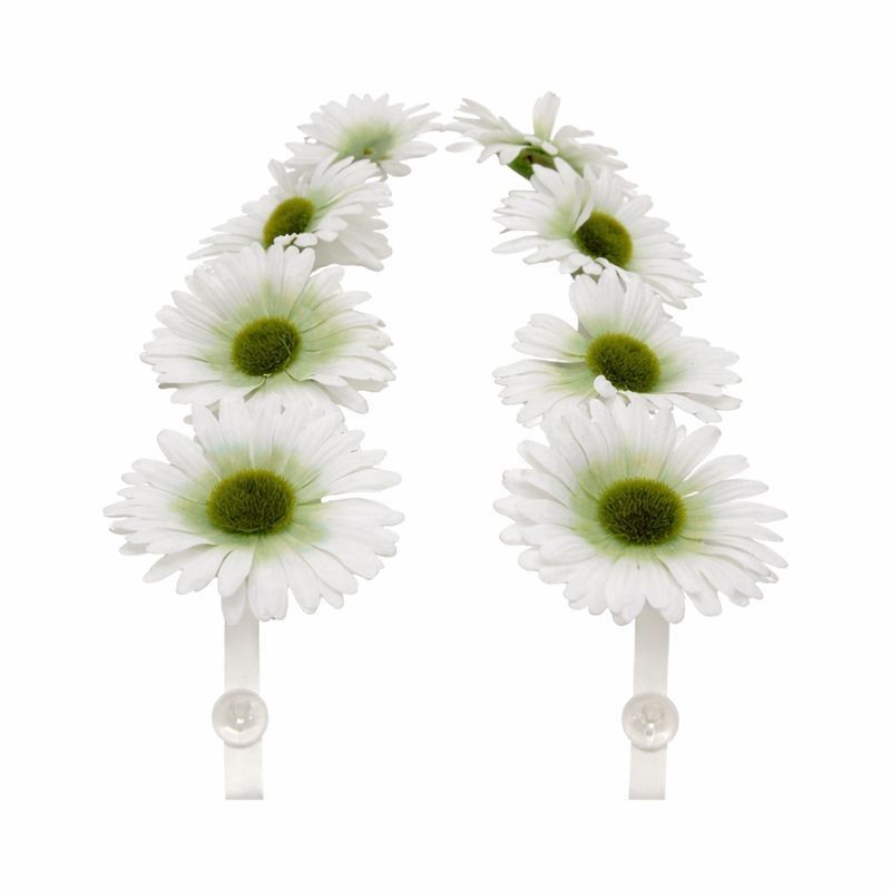 Daisy garland made of silk – white – decorative – set of 8