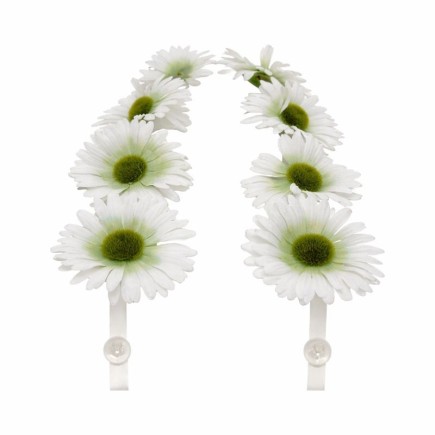 Daisy garland made of silk – white – decorative – set of 8