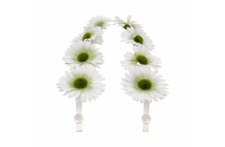 Daisy garland made of silk – white – decorative – set of 8