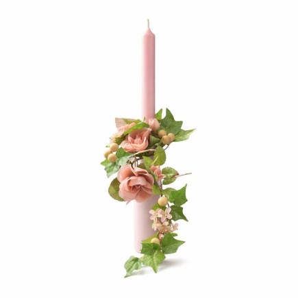 Rose and Berry Wreath for Candle or Bottle – Soft Pink Accent