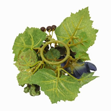 Krans van rozen en bessen voor kaars of fles – blauw