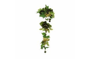 Couronne de roses et baies pour bougie ou bouteille – Vert – Ø 25 mm