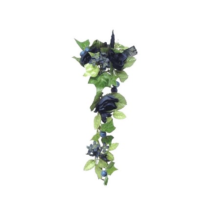 Wreath of roses and berries for candle or bottle – blue