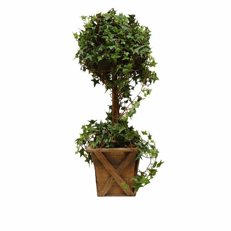 Arbre de lierre en bac en bois – vert – 75 cm