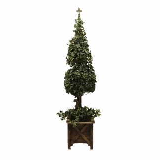 Artificial Ivy Tree in Wooden Planter with French Lily Finial – 162 × 35 cm
