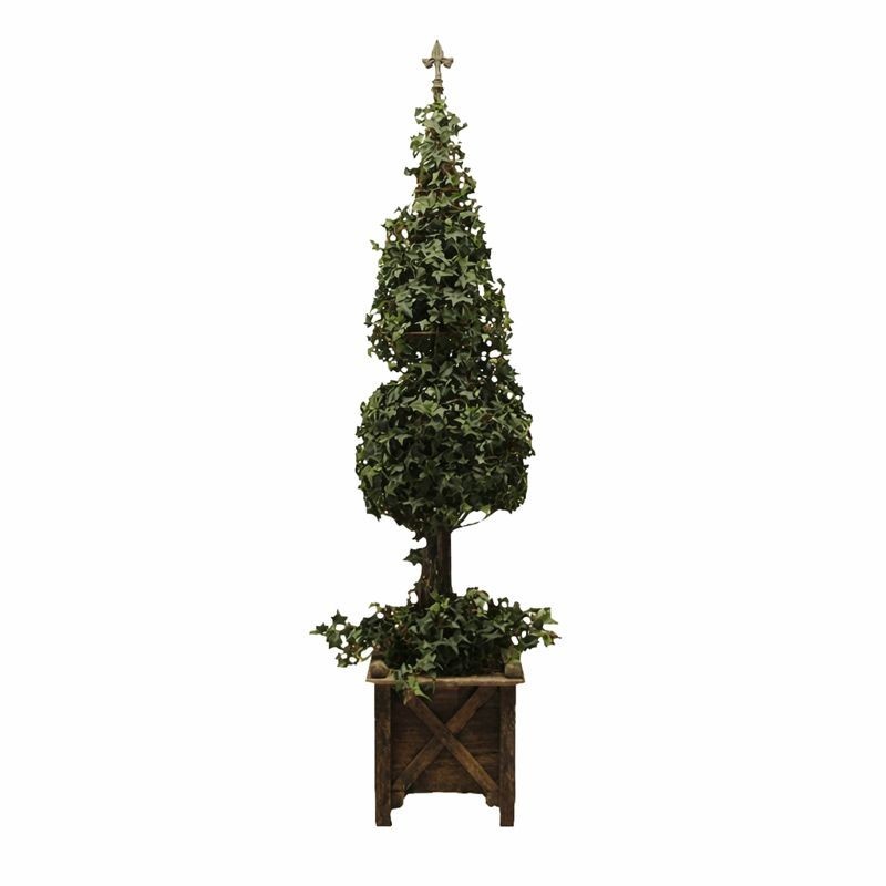 Artificial Ivy Tree in Wooden Planter with French Lily Finial – 162 × 35 cm