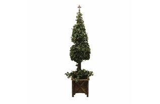 Artificial Ivy Tree in Wooden Planter with French Lily Finial – 162 × 35 cm