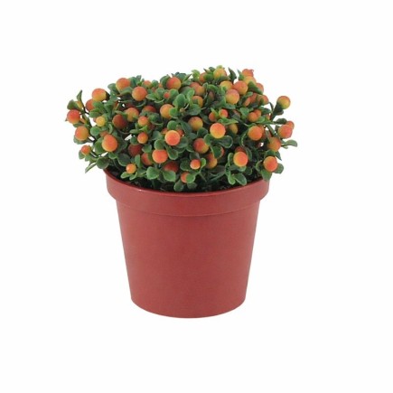 Slaapkamergeluk – kunstplantje met oranje bolletjes – 9 cm
