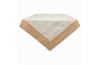 Tafelkleed van katoen met stippen – lichtbruin – 150 × 150 cm