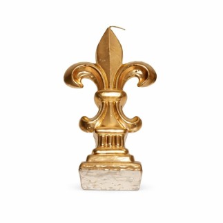 Fleur-de-lis candle with base – gold – 21 × 3 cm