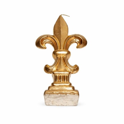 Fleur-de-lis candle with base – gold – 21 × 3 cm