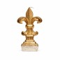 Fleur-de-lis candle with base – gold – 21 × 3 cm