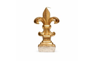 Bougie fleur-de-lis avec socle – or – 21 × 3 cm