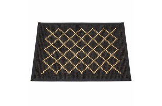 Set de table en coton noir avec base en rotin 33 × 48 cm