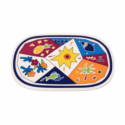 Glossy Rounded Placemats Abstract Design 30 × 45 cm – Set of 4