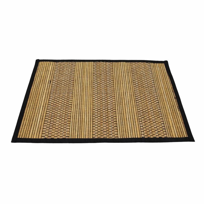 Stijlvolle rieten placemat met zwarte afwerking – 44 × 33 cm