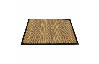 Stijlvolle rieten placemat met zwarte afwerking – 44 × 33 cm