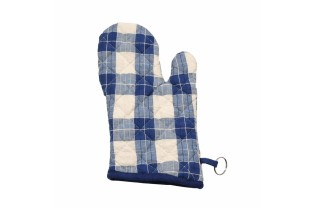 Geruite ovenhandschoen wit en blauw – 28 cm