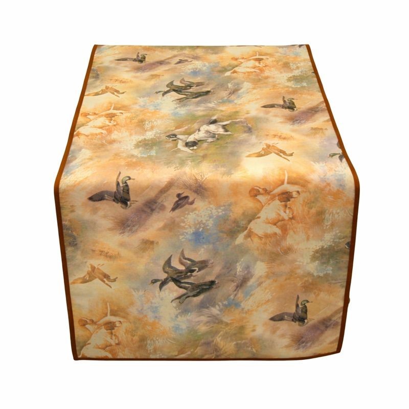 Chemin de table en toile cirée motif chasse 140 × 49 cm