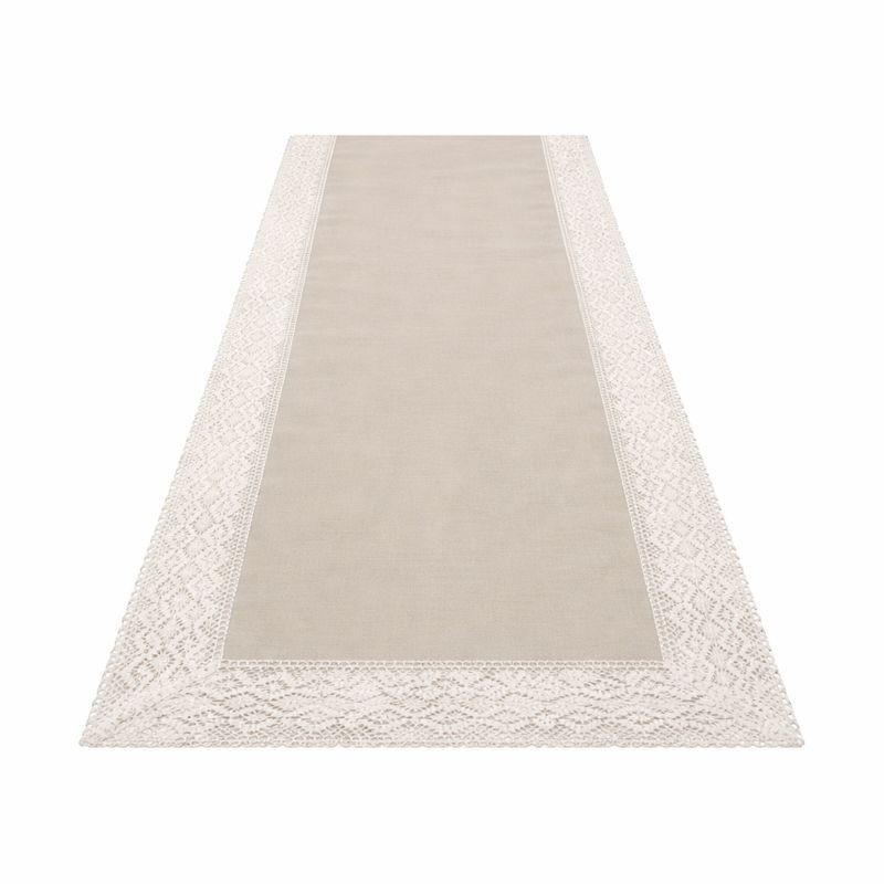 Table Runner Eva – Rectangular with Linen Look & Lace Edge