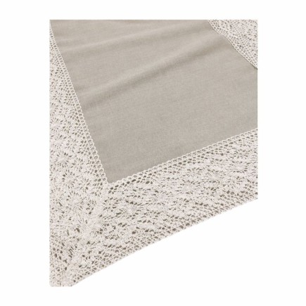 Chemin de Table Eva – Rectangulaire avec Finition Lin et Dentelle