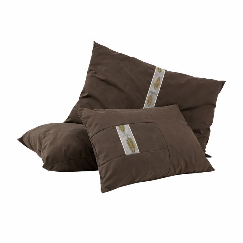 Set de 3 coussins décoratifs vert foncé avec liseré doré Set de 3 coussins décoratifs vert foncé avec liseré doré