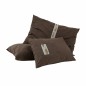 Set of 3 dark green decorative cushions with gold trim