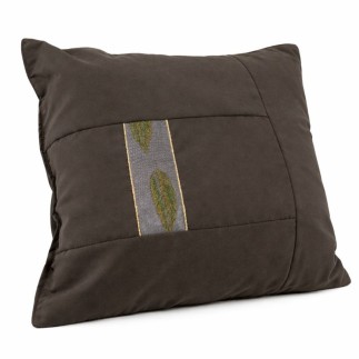 Set of 3 dark green decorative cushions with gold trim