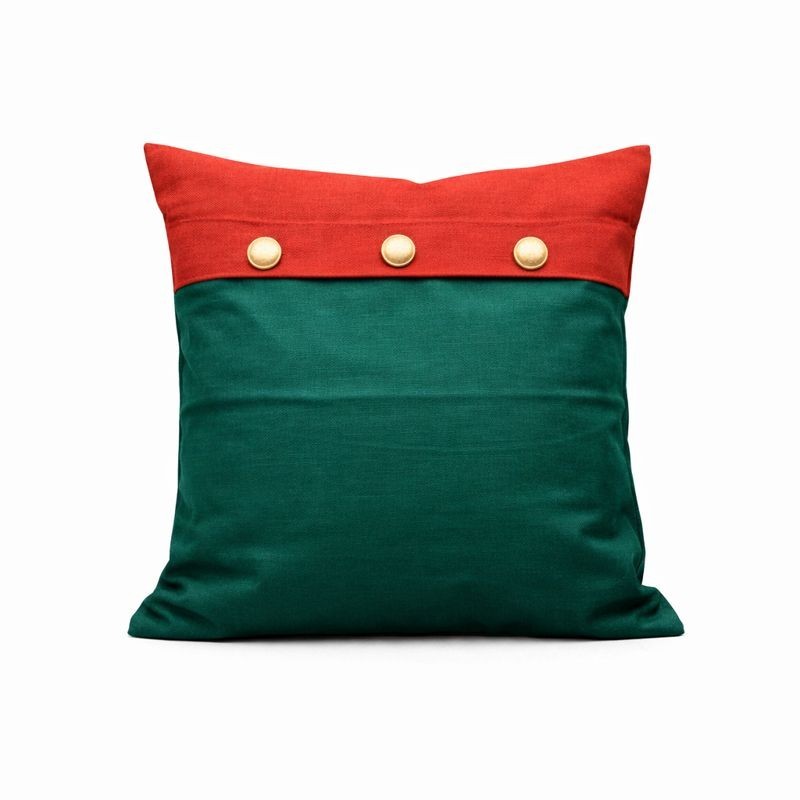 Housse de coussin verte avec détail doré 40 × 40 cm
