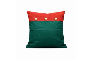 Green cushion cover with gold accent 40 × 40 cm