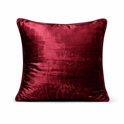 Housse de coussin décorative en velours bordeaux 40 × 40 cm