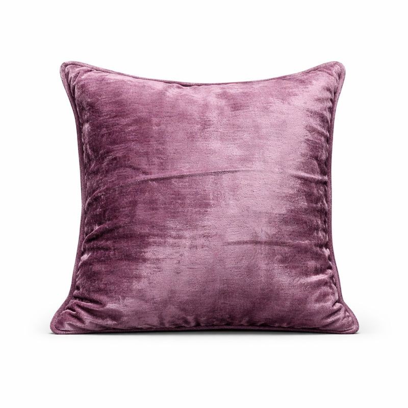 Housse de coussin décorative en velours rose avec perles 40 × 40 cm