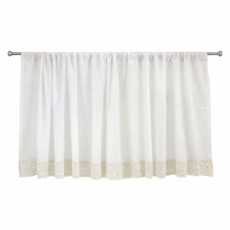 Old White curtain with lace trim at the bottom, width 205 cm x height 74 cm