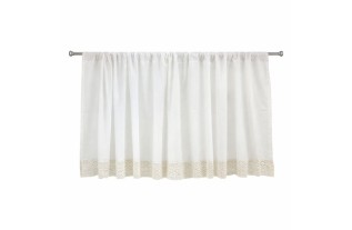 Old White curtain with lace trim at the bottom, width 205 cm x height 74 cm