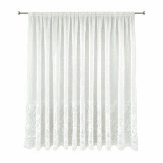 White net curtain with floral border Height 140 cm Width 0,75 cm