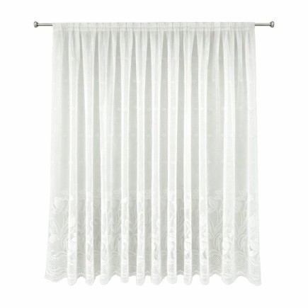 Rideau voilage blanc avec bord fleuri Hauteur 140 cm Largeur 0,75 cm.