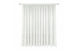 Rideau voilage blanc avec bord fleuri Hauteur 140 cm Largeur 0,75 cm.