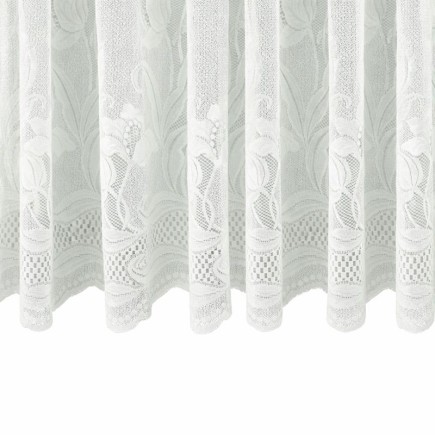 Rideau voilage blanc avec bord fleuri Hauteur 140 cm Largeur 0,75 cm.