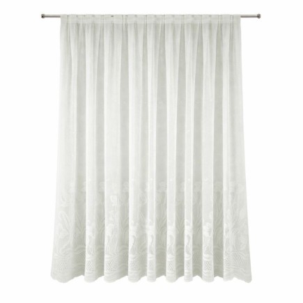 Rideau voilage blanc avec bord fleuri Hauteur 140 cm Largeur 107 cm.
