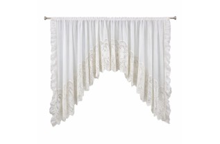 Store à Voile Écru avec Arc Élégant, Volants et Dentelle