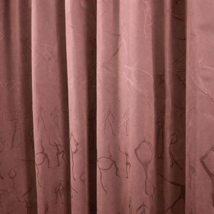 Rideau Brun avec Motif de Figures Dansantes