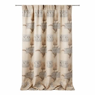 Beige Lined Curtain with Tulip Motif