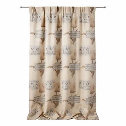 Beige Lined Curtain with Tulip Motif