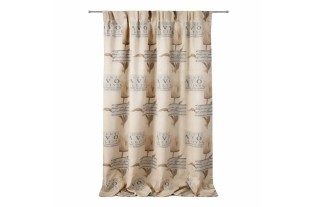 Rideau Beige Doublé avec Motif de Tulipes