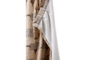 Beige Gevoerd Gordijn met Tulp Motief