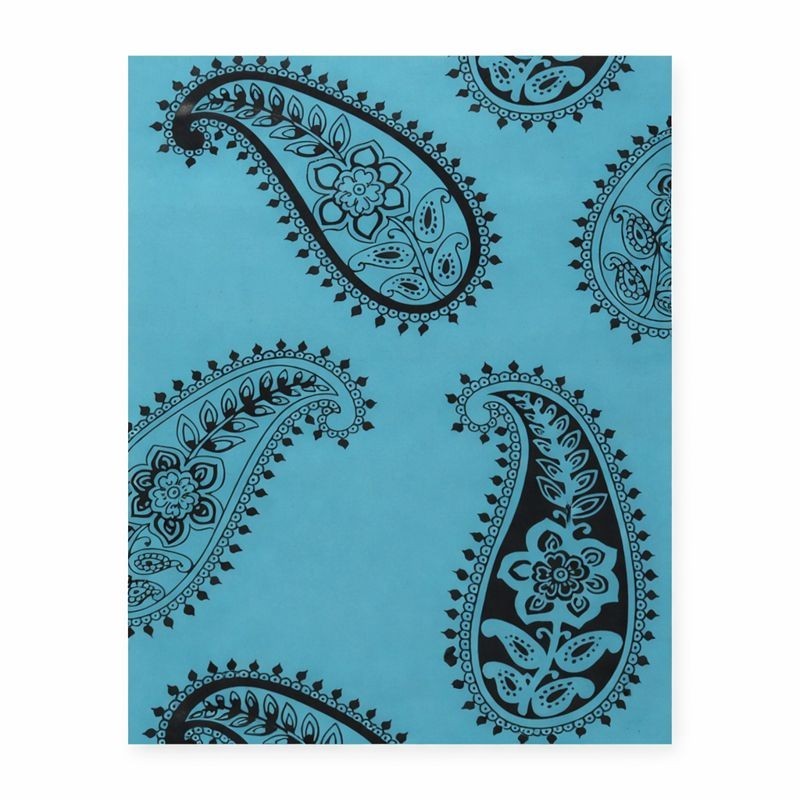 Papier peint intissé rétro paisley pétrole bleu et noir