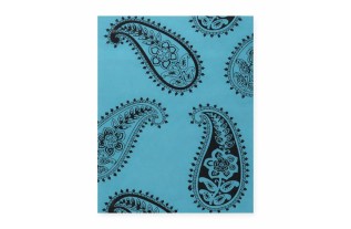 Vliesbehang retro petrol paisley blauw en zwart